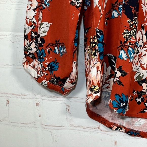 Loft Tunic Blouse Womens Size Small Petite Floral Sheer Pullover V Neck - Picture 7 of 9